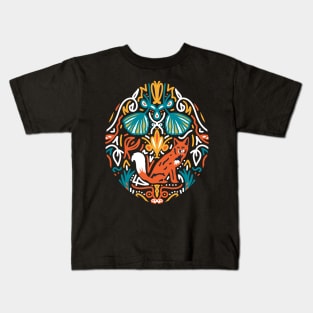 Maximalist Fox Jungle Aesthetic Pattern Kids T-Shirt